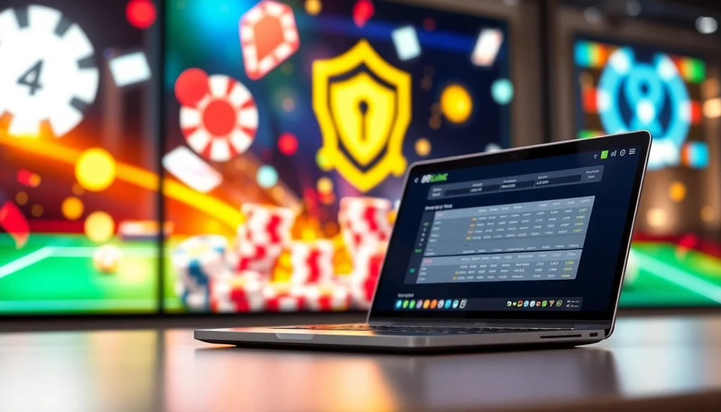 Engaging visual representation of Nhà cái OK88 online betting platform showcasing a modern interface and vibrant casino elements.