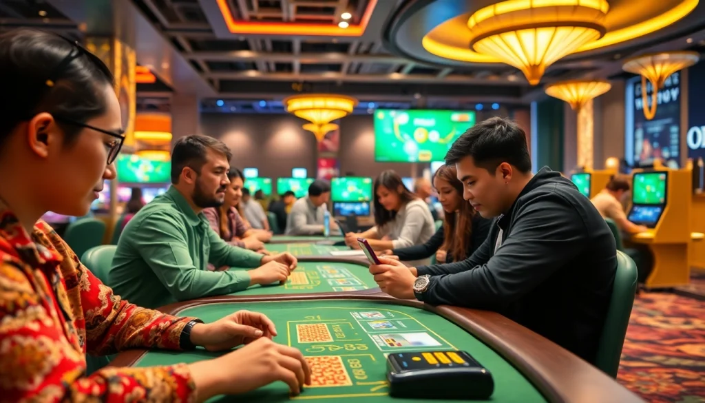 Engaging players at Nhà cái OK88 enjoying a vibrant online gambling experience.